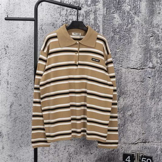 [New] MiuMiu Striped Collar Sweater