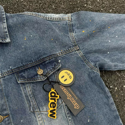 [New] Drew House Mascot Paint Splatter Denim Jacket
