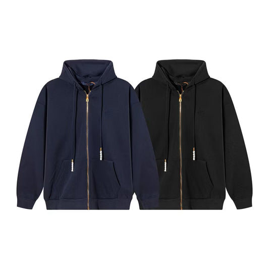 [New] Louis Vuitton Embroidered Logo Zip Up Hoodie