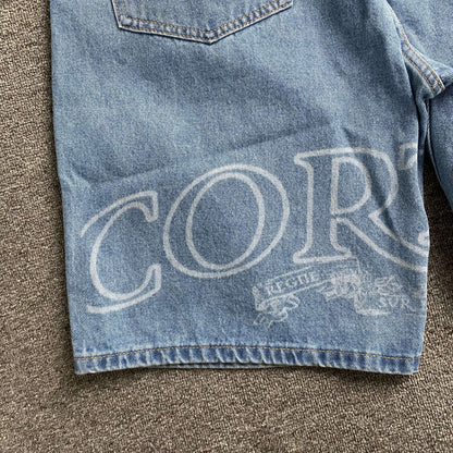[New] Corteiz Logo Denim Shorts