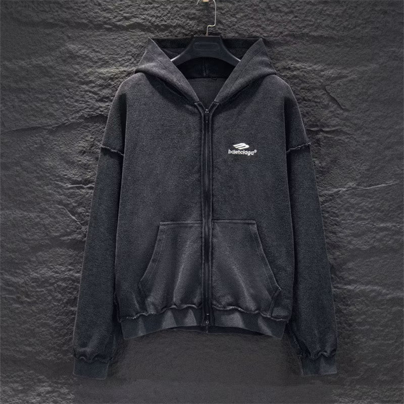 [New] Balenciaga Washed Zip Up Hoodie