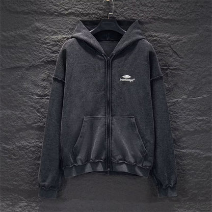 [New] Balenciaga Washed Zip Up Hoodie
