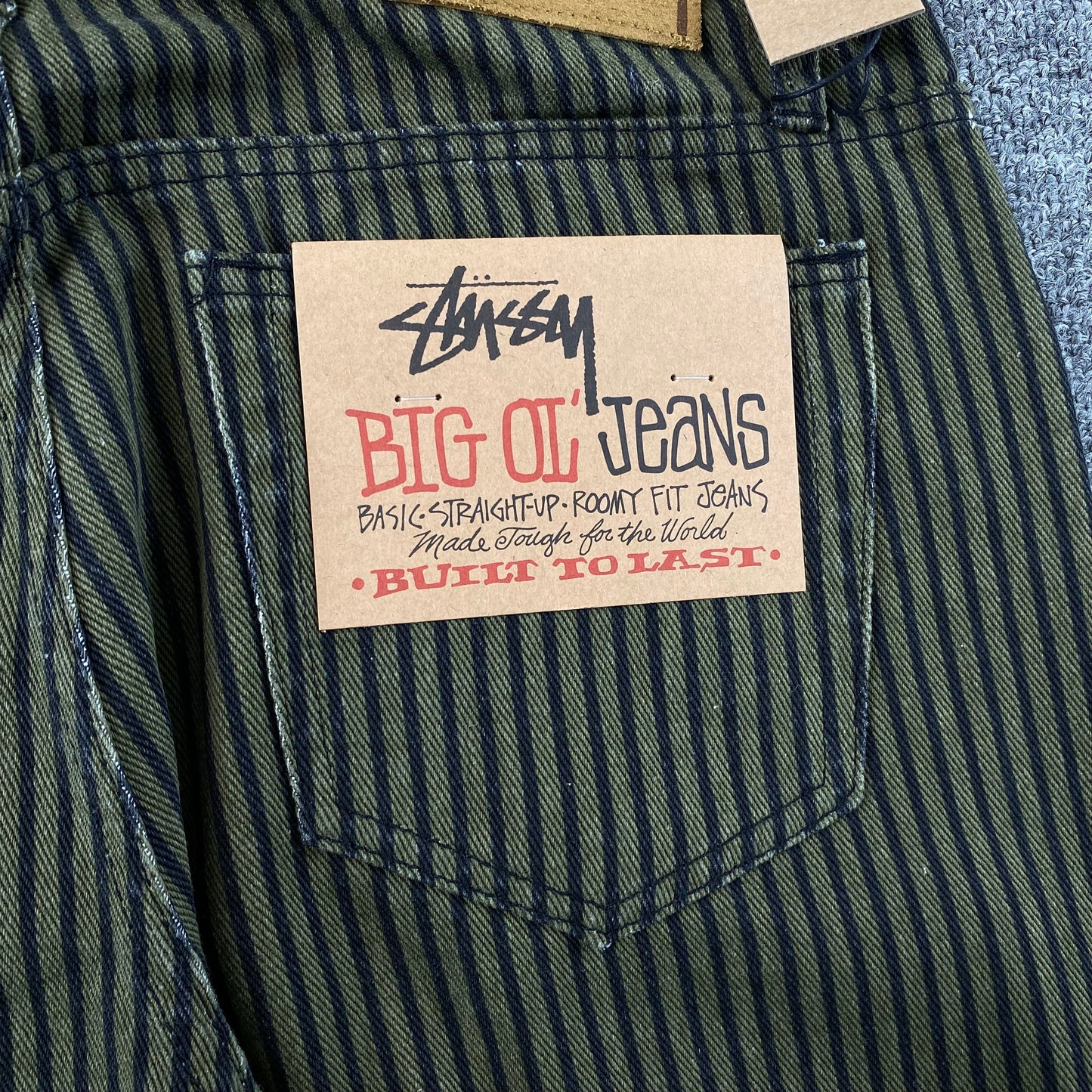 [New] Stussy Pinstripe Jeans (Olive Green)