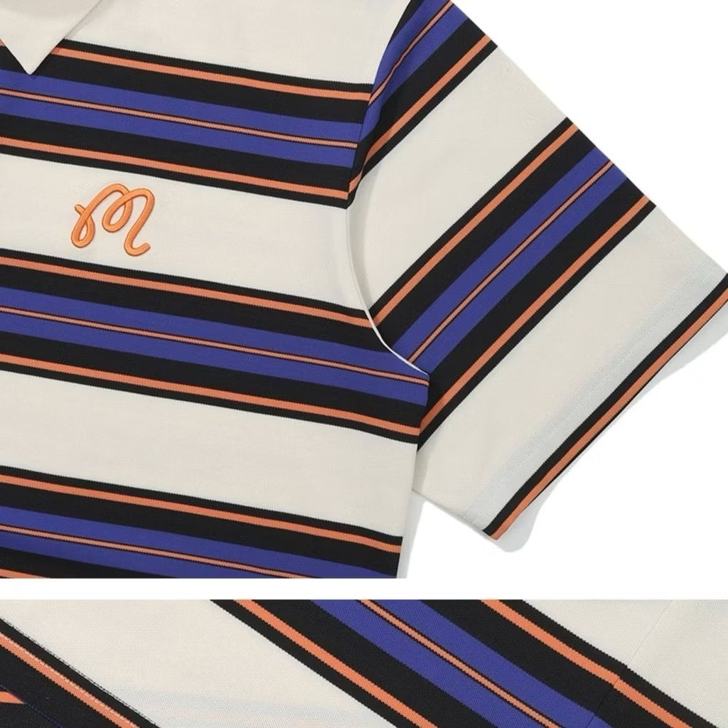 [New] Malbon Golf Striped Polo Shirt