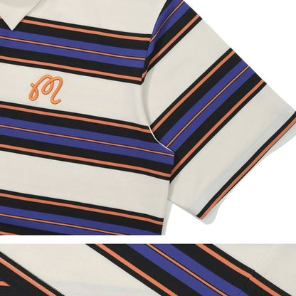 [New] Malbon Golf Striped Polo Shirt