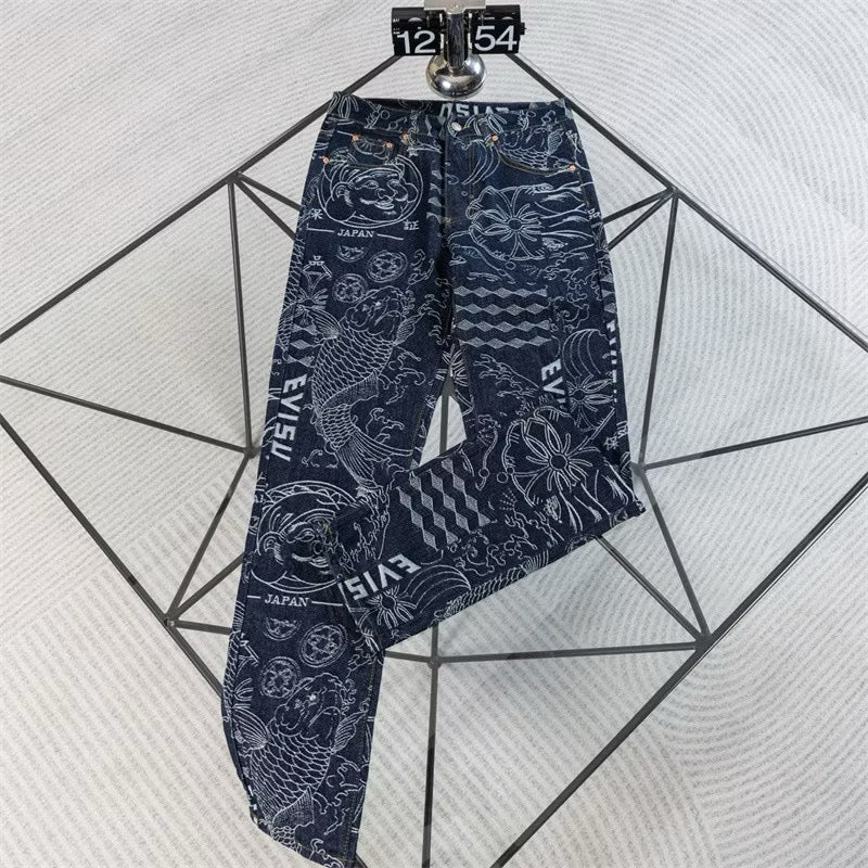 [New] Evisu All Over Print Denim Jeans
