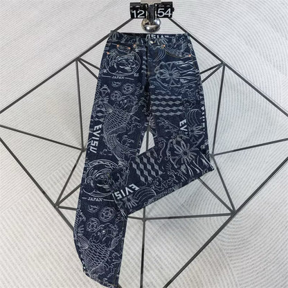 [New] Evisu All Over Print Denim Jeans