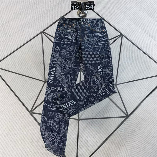 [New] Evisu All Over Print Denim Jeans