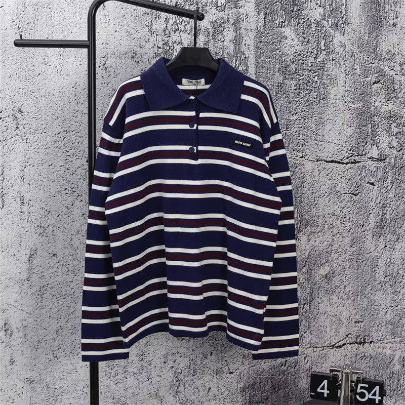 [New] MiuMiu Striped Collar Sweater