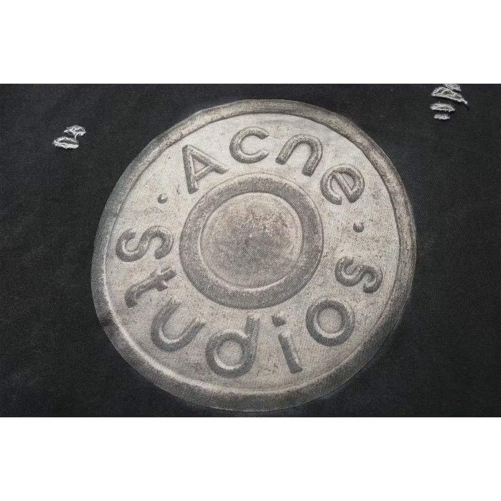 [New] Acne Studios Melange logo-print distressed Sweater