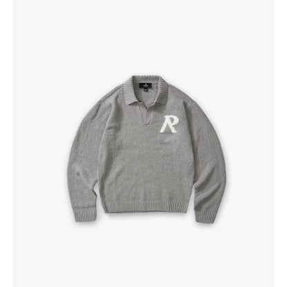 [New] Represent Knitted Boucle Collar Polo Sweater