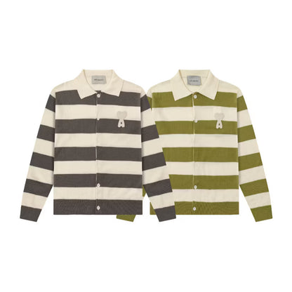 [New] Ami Paris Knitted Stripe Cardigan