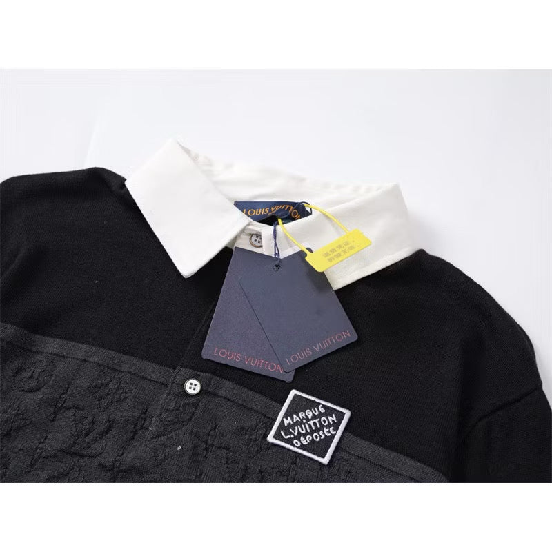 [New] Louis Vuitton Knit Monogram Longsleeve Polo Shirt