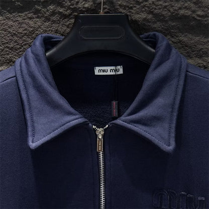 [New] MiuMiu Half Stripe Quarter Zip Sweatshirt