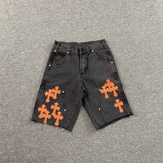 [New] Chrome Hearts Denim Double Knee Carpenter Shorts
