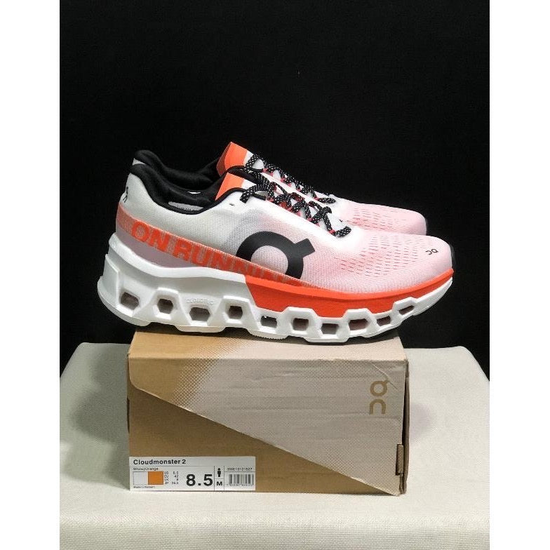 [New] On Cloud Monster Running Shoes (White/Orange)