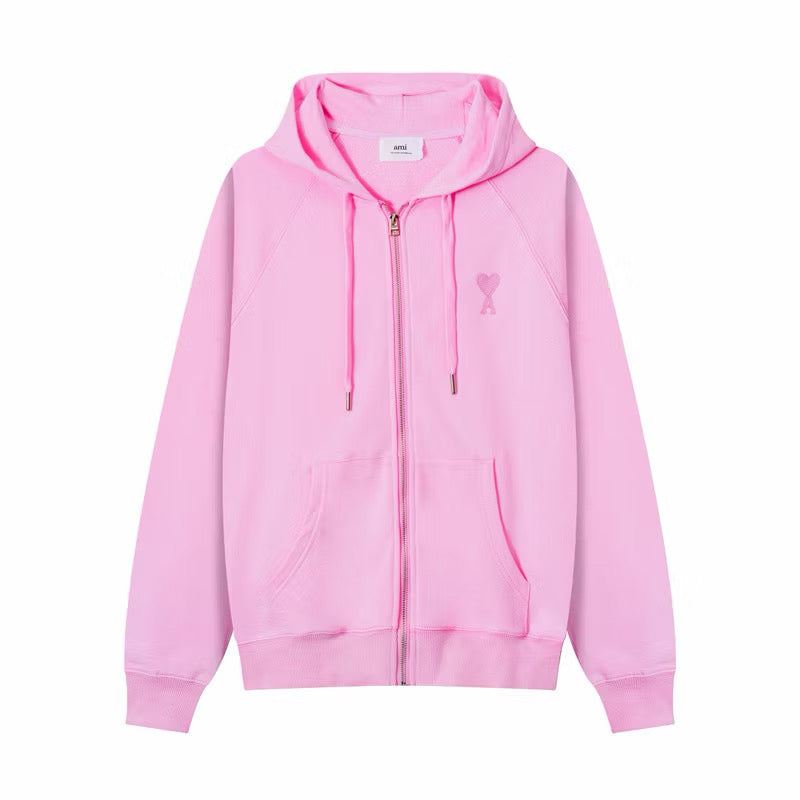 New] Ami Mini Logo Zip Up Hoodie