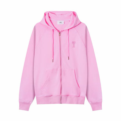 New] Ami Mini Logo Zip Up Hoodie