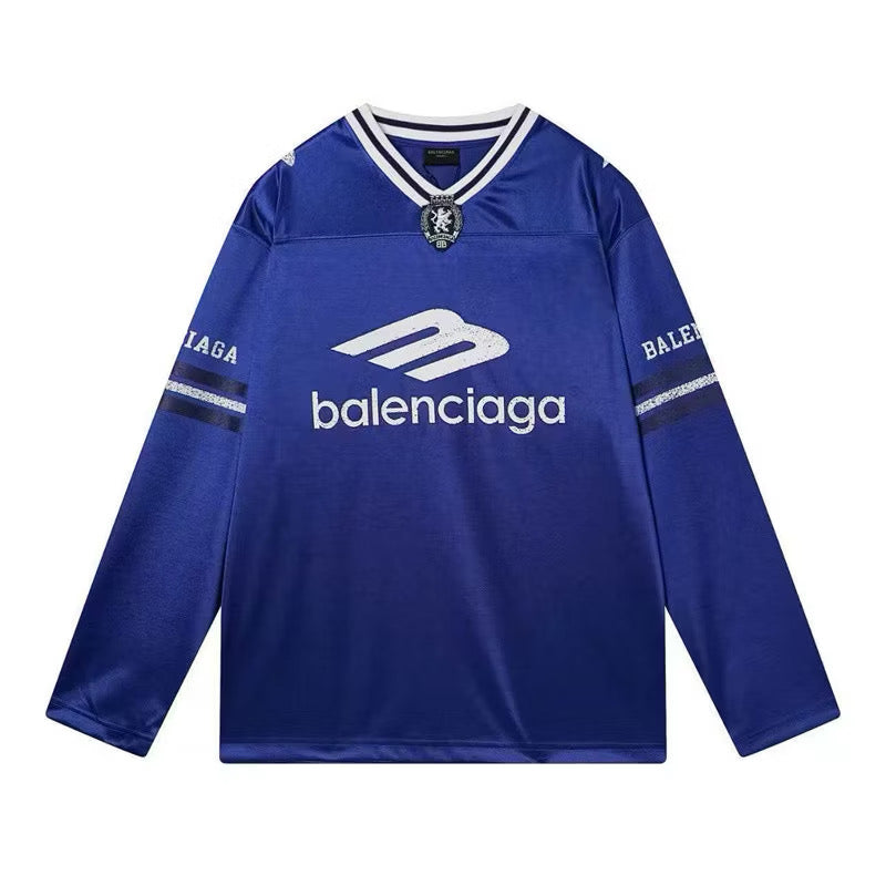 [New] Balenciaga 3B Football Shiny Jersey Longsleeve Tee