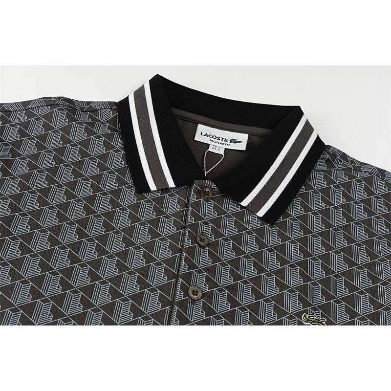[New] Lacoste Monogram Polo Shirt (Black)