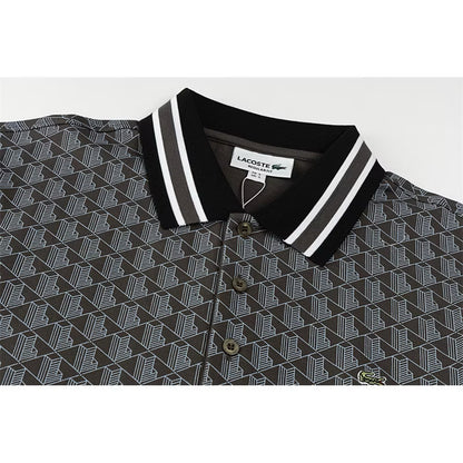 [New] Lacoste Monogram Polo Shirt (Black)