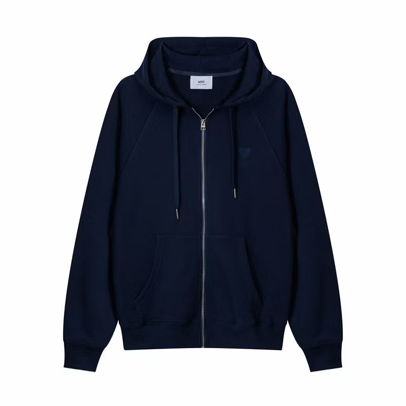New] Ami Mini Logo Zip Up Hoodie