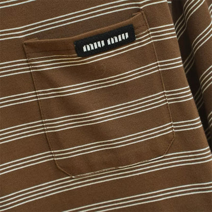 MiuMiu Striped Pocket Tee (Brown)