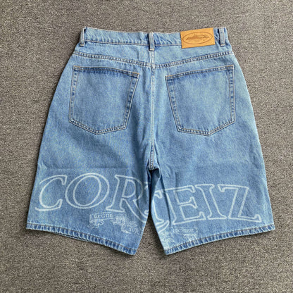 [New] Corteiz Logo Denim Shorts