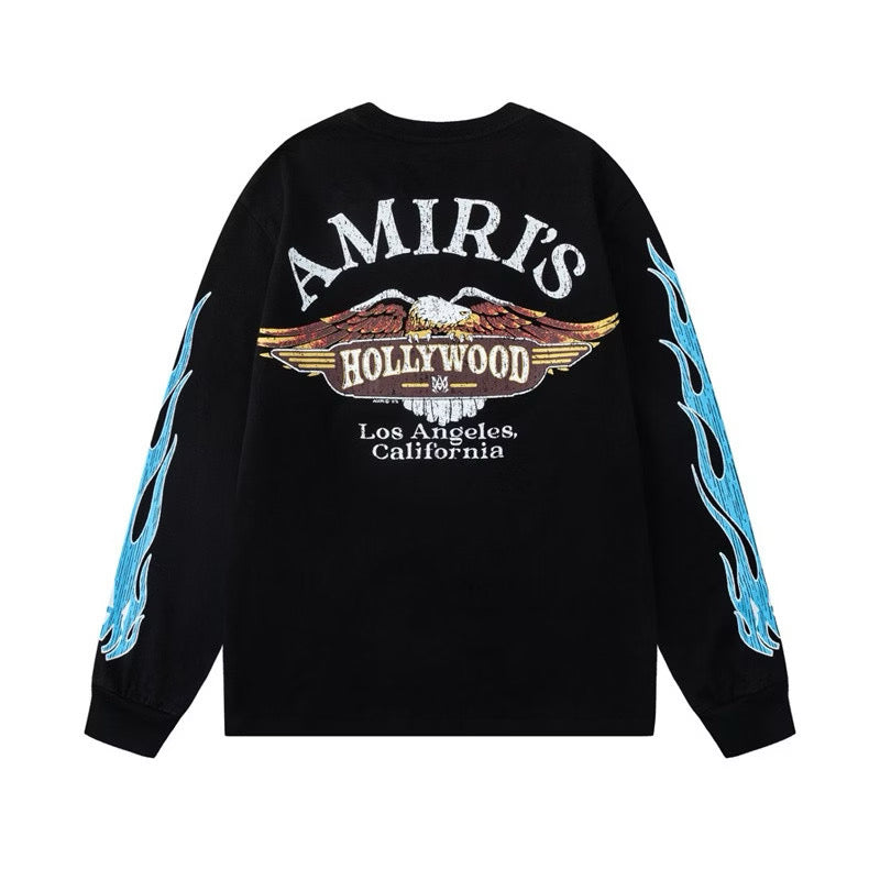 [New] Amiri Hollywood Flame Graphic Longsleeve Tee