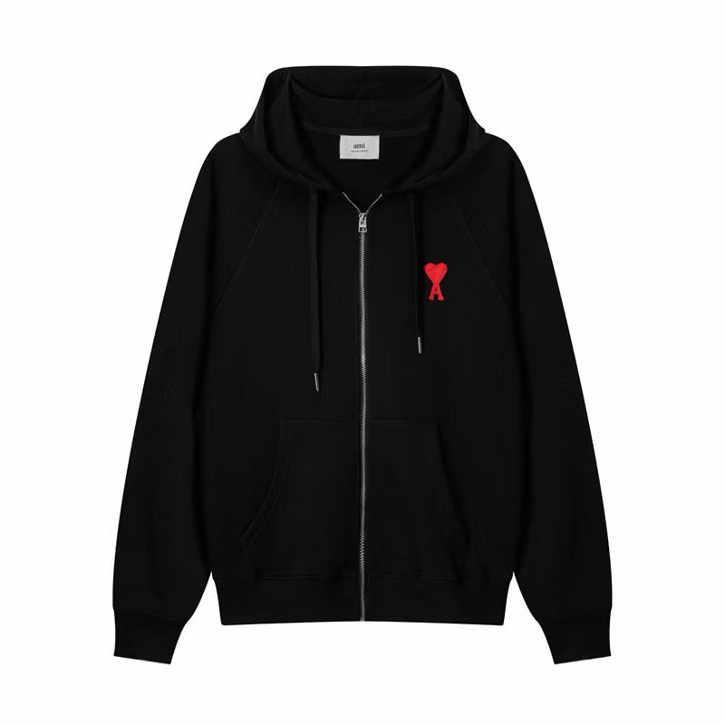 New] Ami Mini Logo Zip Up Hoodie
