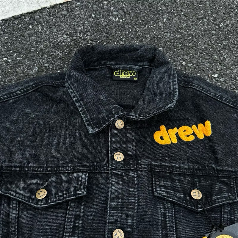 [New] Drew House Mascot Black Denim Jacket