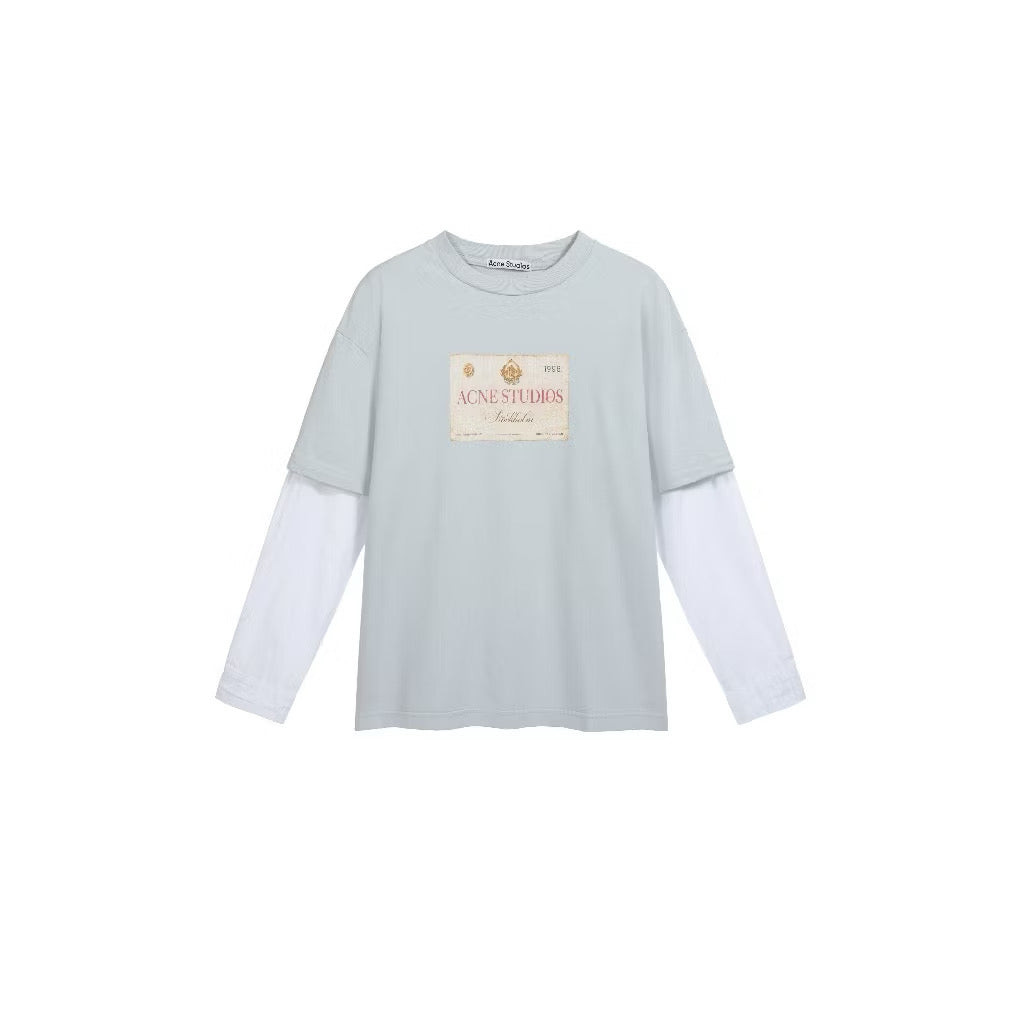 [New] Acne Studios Edra Oversized Layered Logo-Print Cotton-Jersey and Poplin Longsleeve Tee