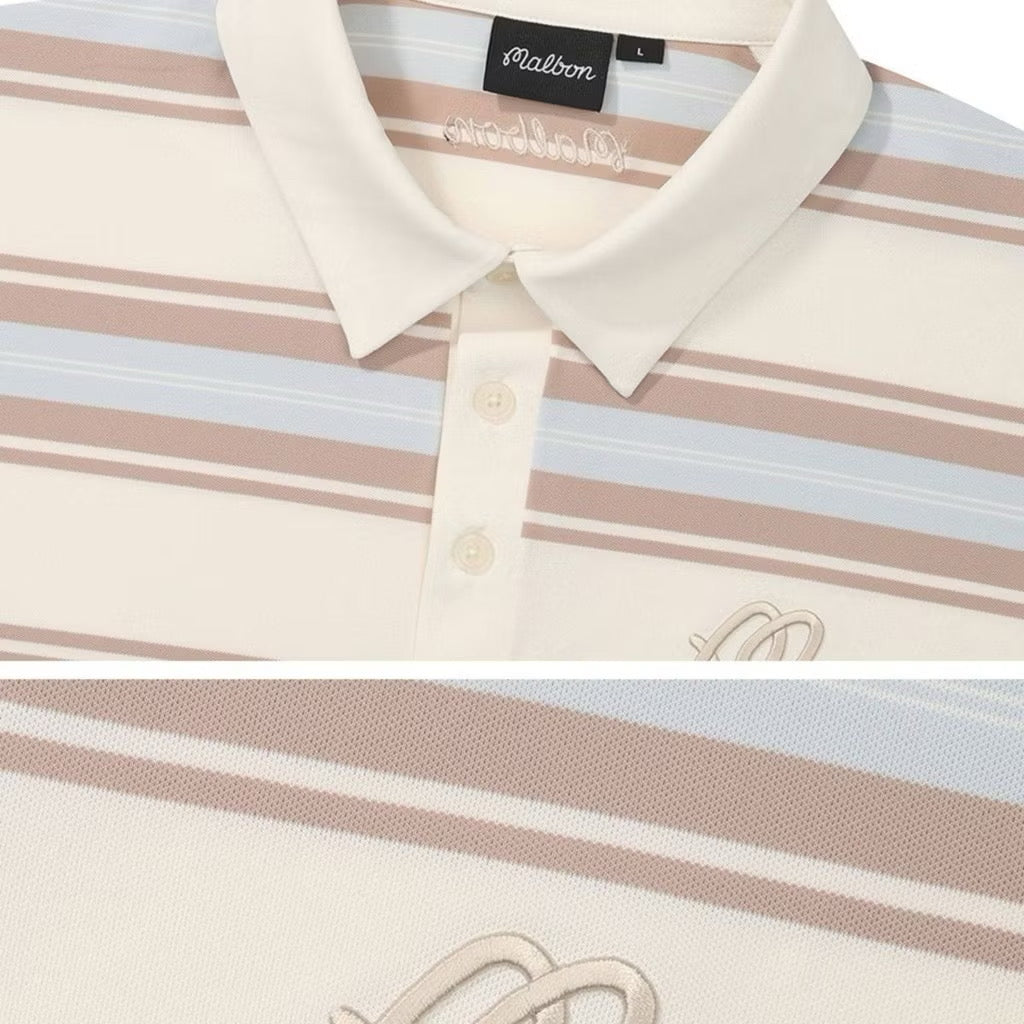 [New] Malbon Golf Striped Polo Shirt