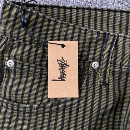 [New] Stussy Pinstripe Jeans (Olive Green)