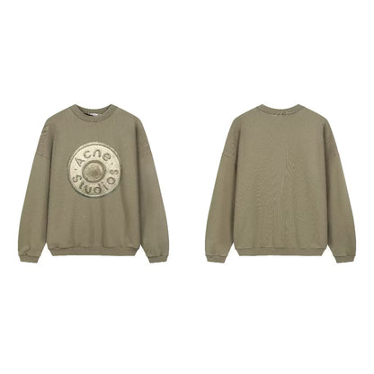 [New] Acne Studios Franziska oversized logo-print distressed Sweatshirt