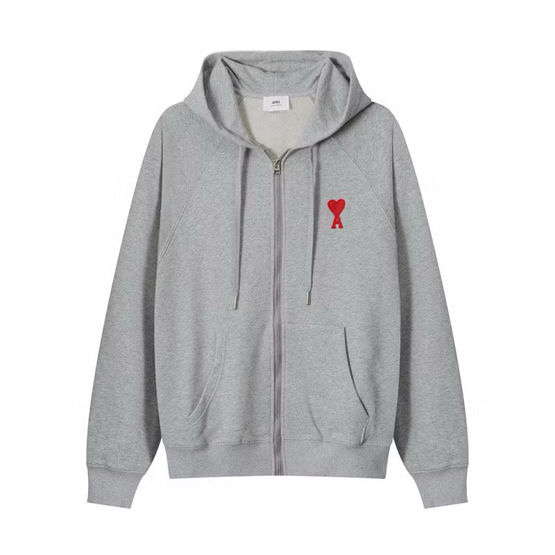 New] Ami Mini Logo Zip Up Hoodie