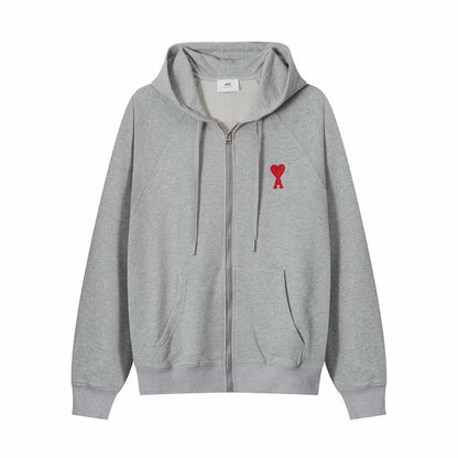 New] Ami Mini Logo Zip Up Hoodie
