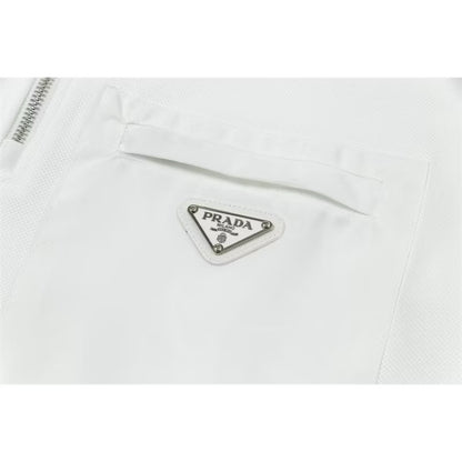 [New] Prada Pique Half Zip Polo Shirt (White)
