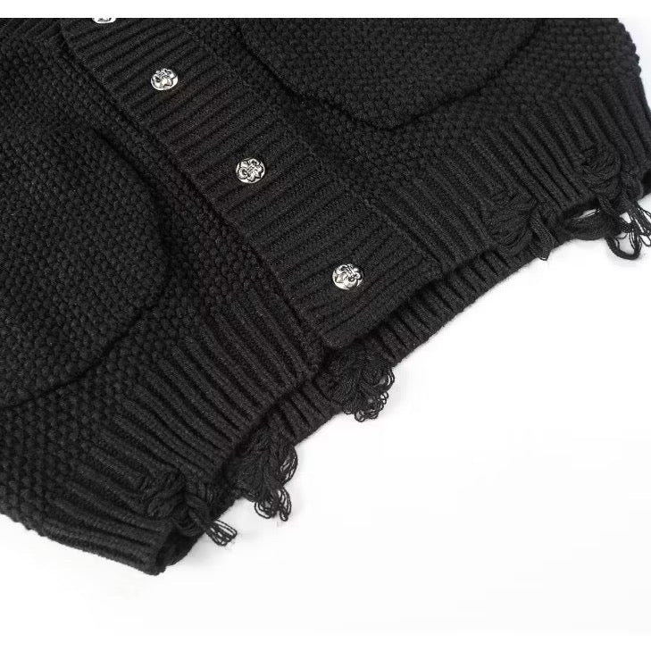 [New] Chrome Hearts Distressed Cardigan