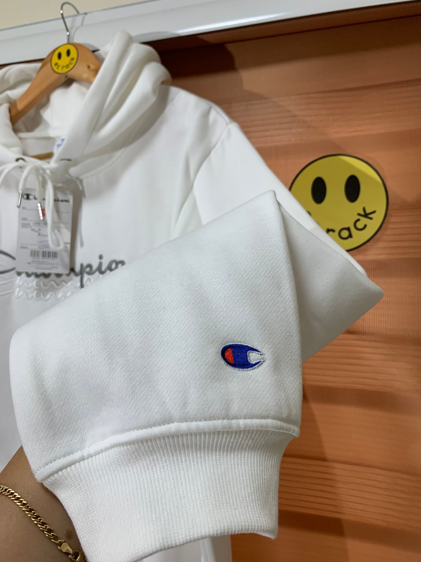 Champion Embroidered Logo Hoodie (White)