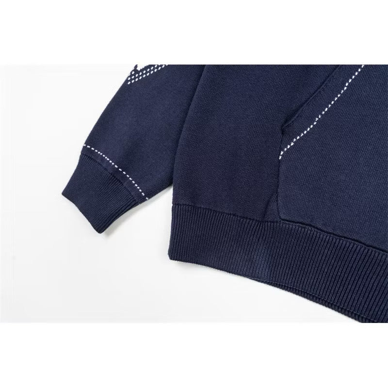 [New] Louis Vuitton Intarsia Zip Up Hoodie (Navy)