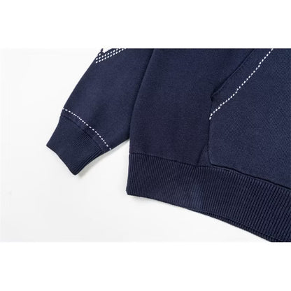 [New] Louis Vuitton Intarsia Zip Up Hoodie (Navy)
