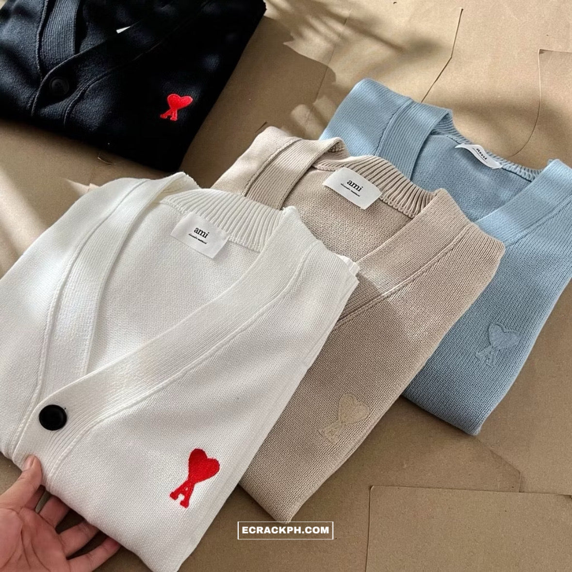 eaphi Compact Logo Knit Cardigan グレー 通販