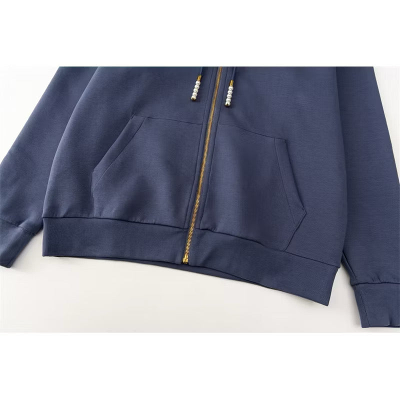 [New] Louis Vuitton Zip Up Hoodie (Navy)