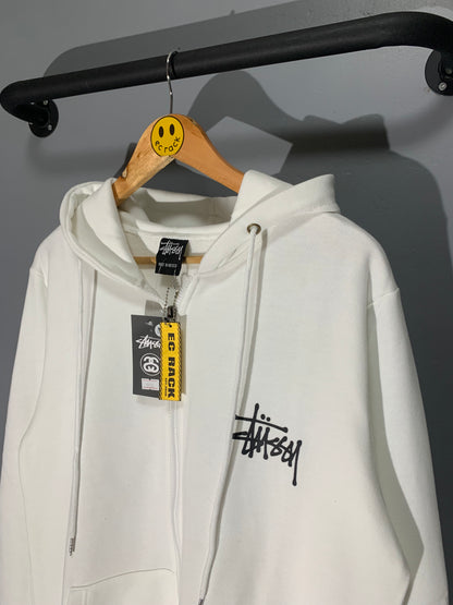 [New] Stussy Zip Up Hoodie (White)