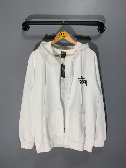 [New] Stussy Zip Up Hoodie (White)