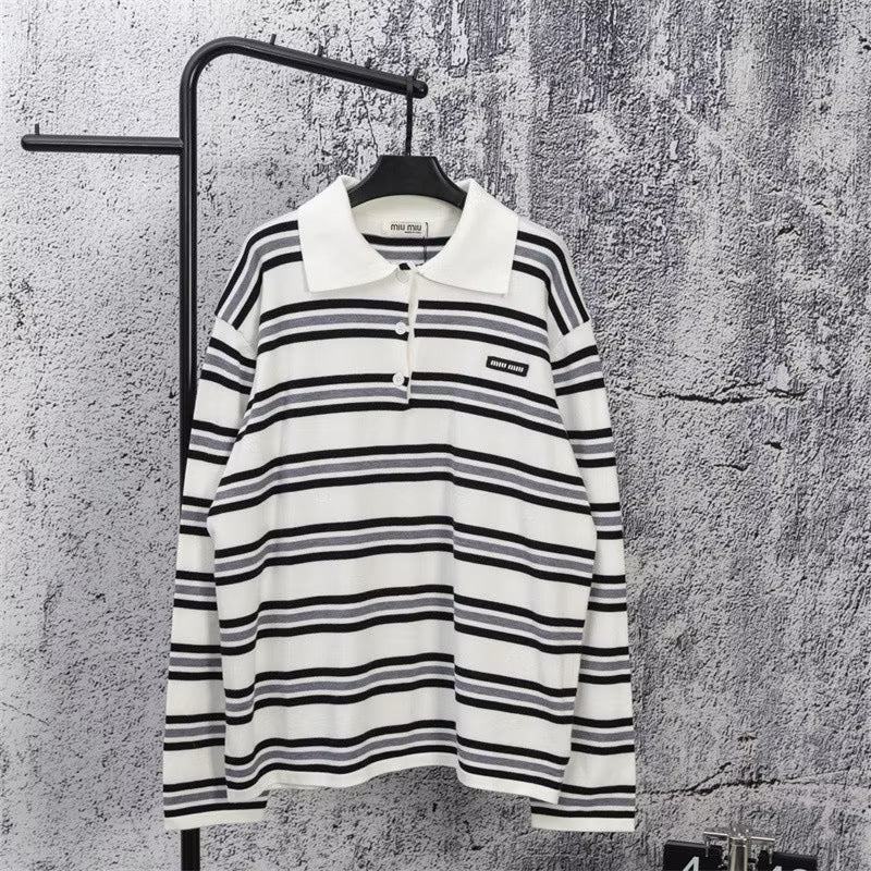 [New] MiuMiu Striped Collar Sweater