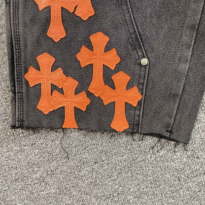 [New] Chrome Hearts Denim Double Knee Carpenter Shorts