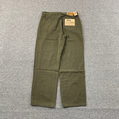 [New] Stussy Pinstripe Jeans (Olive Green)
