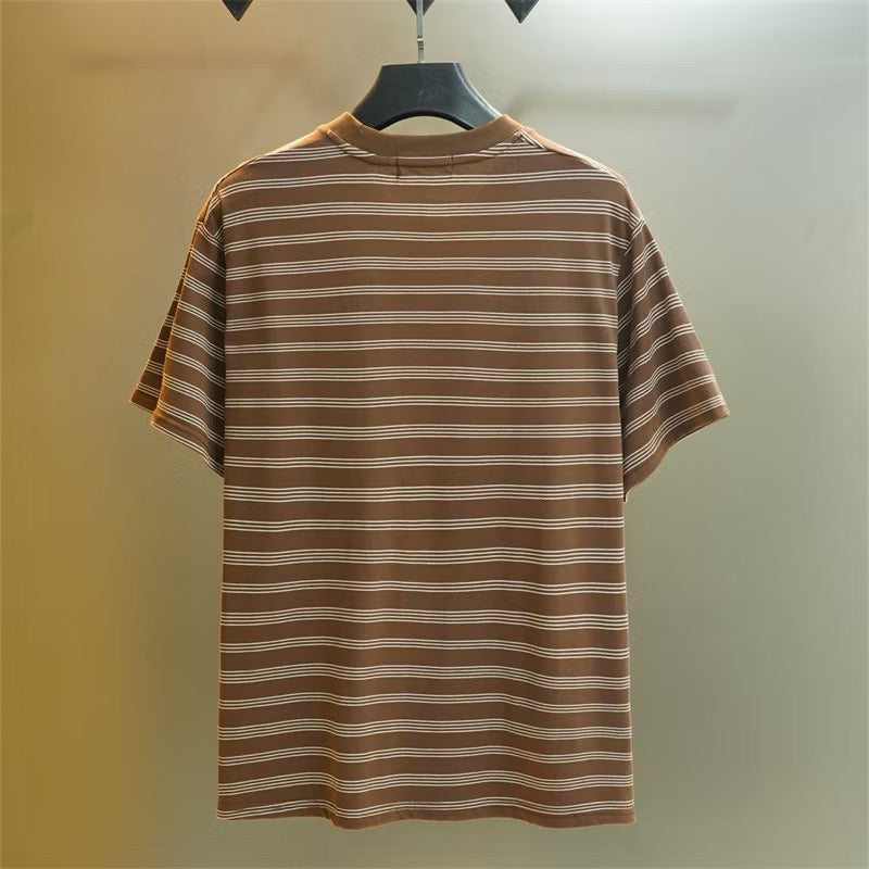MiuMiu Striped Pocket Tee (Brown)